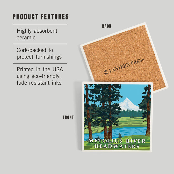 Metolius River Headwaters, Oregon, Coasters Coasters Lantern Press 
