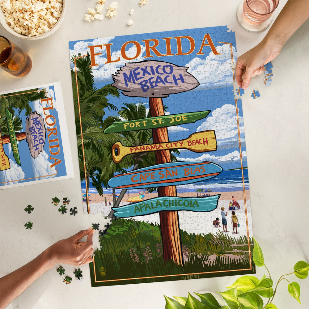 Mexico Beach, Florida, Destinations Sign, Jigsaw Puzzle Puzzle Lantern Press 