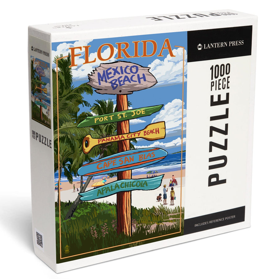 Mexico Beach, Florida, Destinations Sign, Jigsaw Puzzle Puzzle Lantern Press 