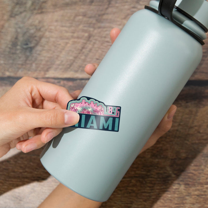 Miami, Florida, 1896, Contour, Vinyl Sticker Sticker Lantern Press 