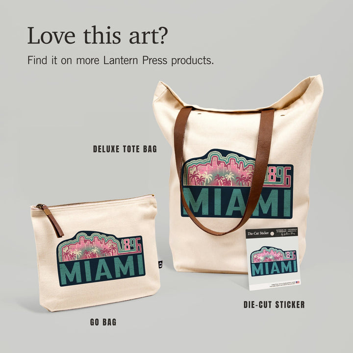 Miami, Florida, 1896, Contour, Vinyl Sticker Sticker Lantern Press 