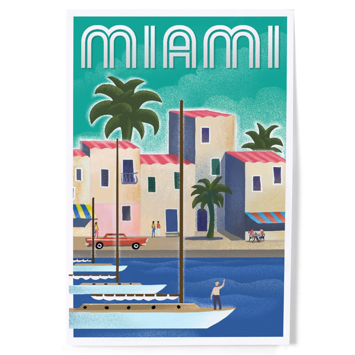 Miami, Florida, Lithograph, Art & Giclee Prints Art Lantern Press 