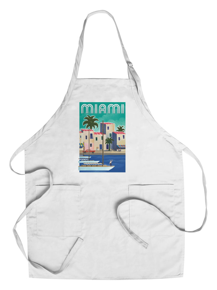 Miami, Florida, Lithograph, Organic Cotton Kitchen Tea Towels Kitchen Lantern Press Cotton Towel 