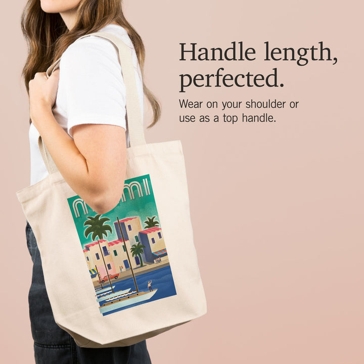 Miami, Florida, Lithograph, Tote Bag Totes Lantern Press 