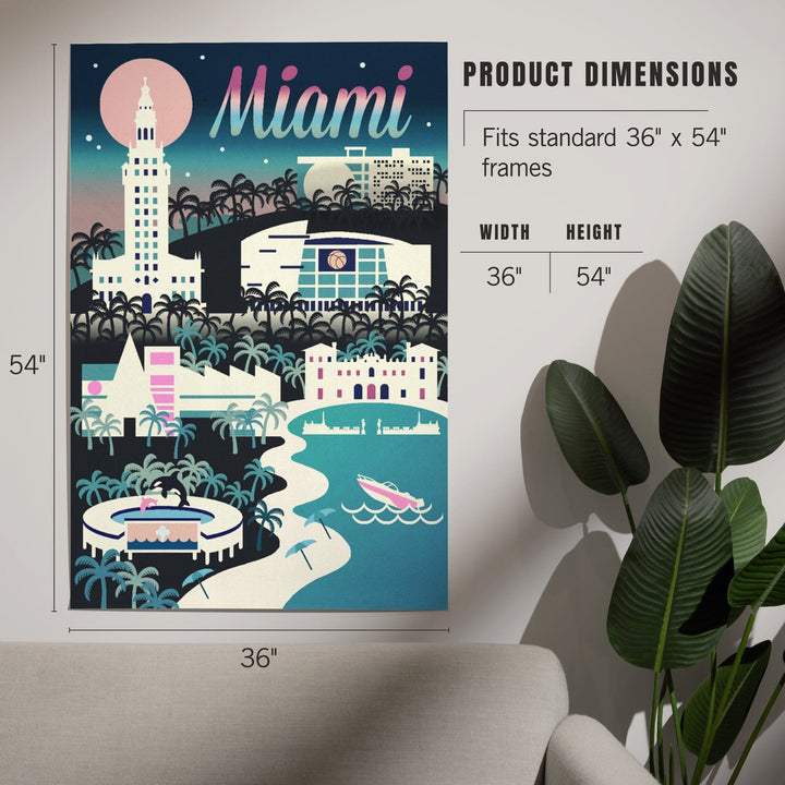 Miami, Florida, Retro Skyline Chromatic Series, Art & Giclee Prints Art Lantern Press 
