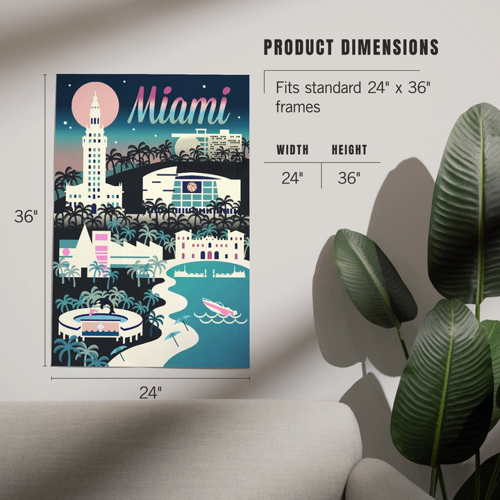 Miami, Florida, Retro Skyline Chromatic Series, Art & Giclee Prints Art Lantern Press 