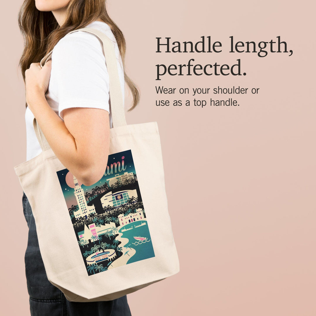 Miami, Florida, Retro Skyline Chromatic Series, Tote Bag Totes Lantern Press 