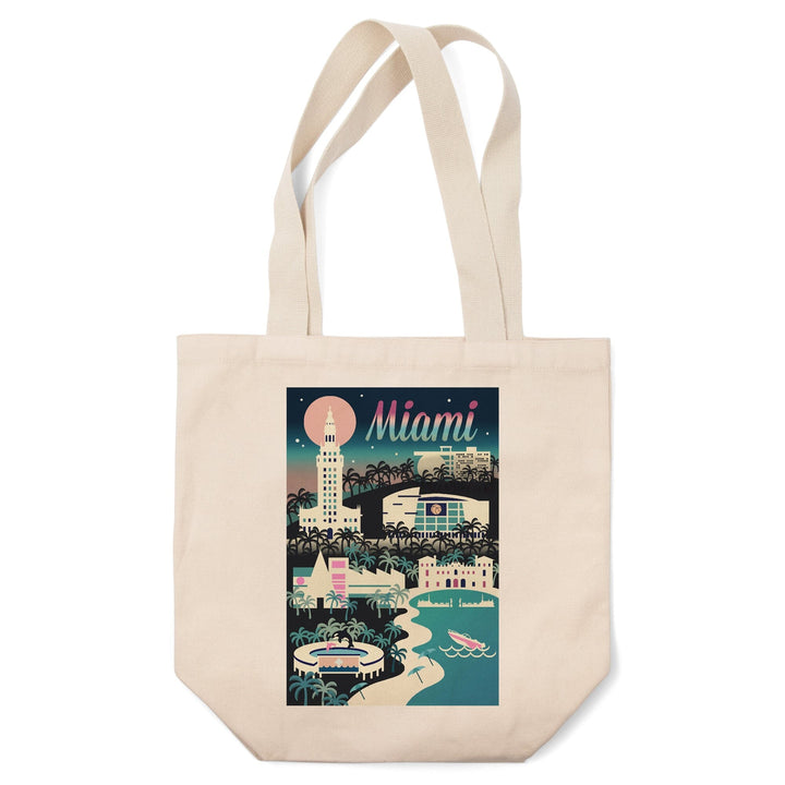 Miami, Florida, Retro Skyline Chromatic Series, Tote Bag Totes Lantern Press 