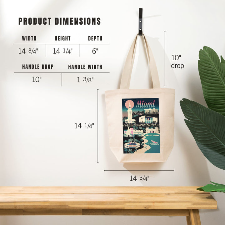 Miami, Florida, Retro Skyline Chromatic Series, Tote Bag Totes Lantern Press 