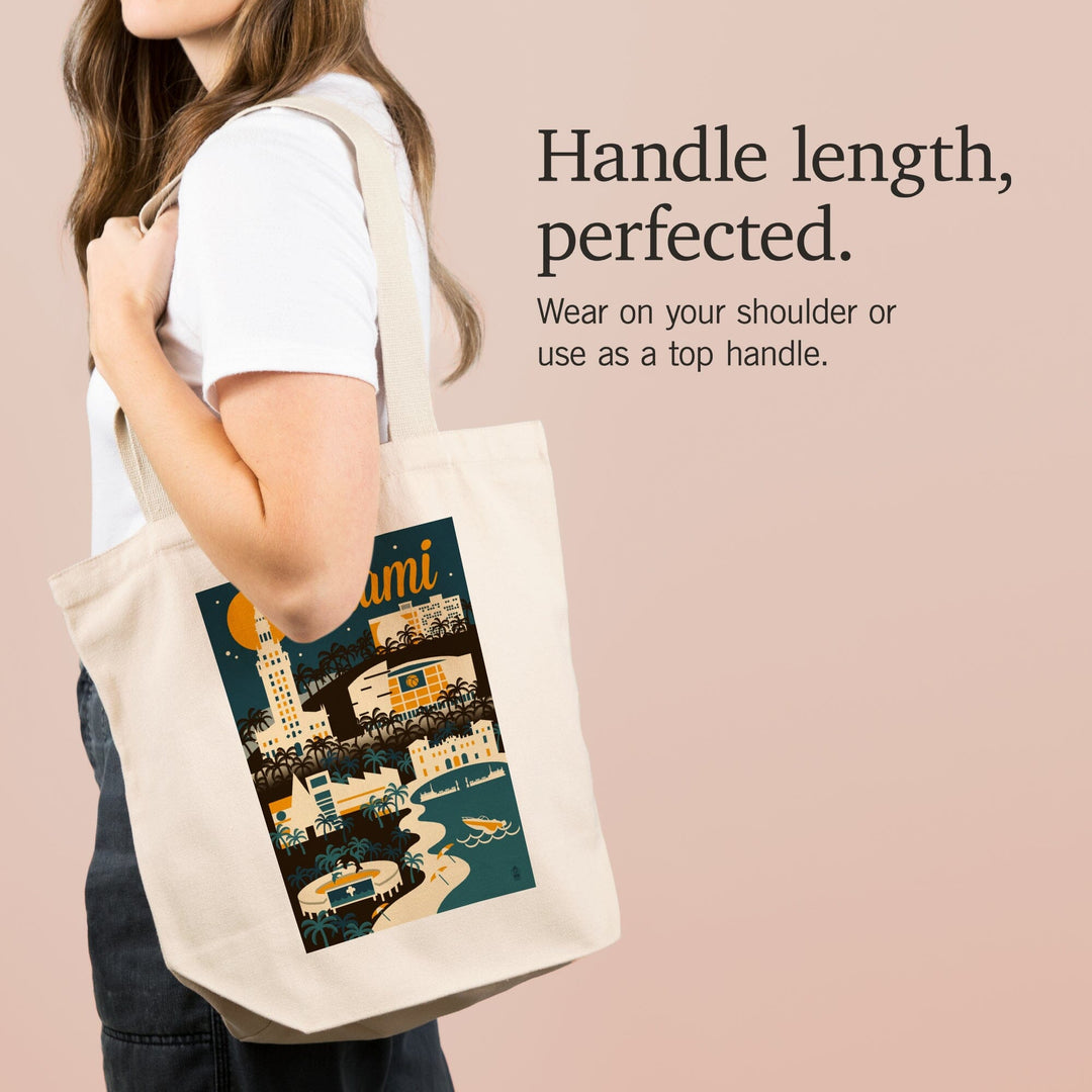 Miami, Florida, Retro Skyline, Tote Bag Totes Lantern Press 