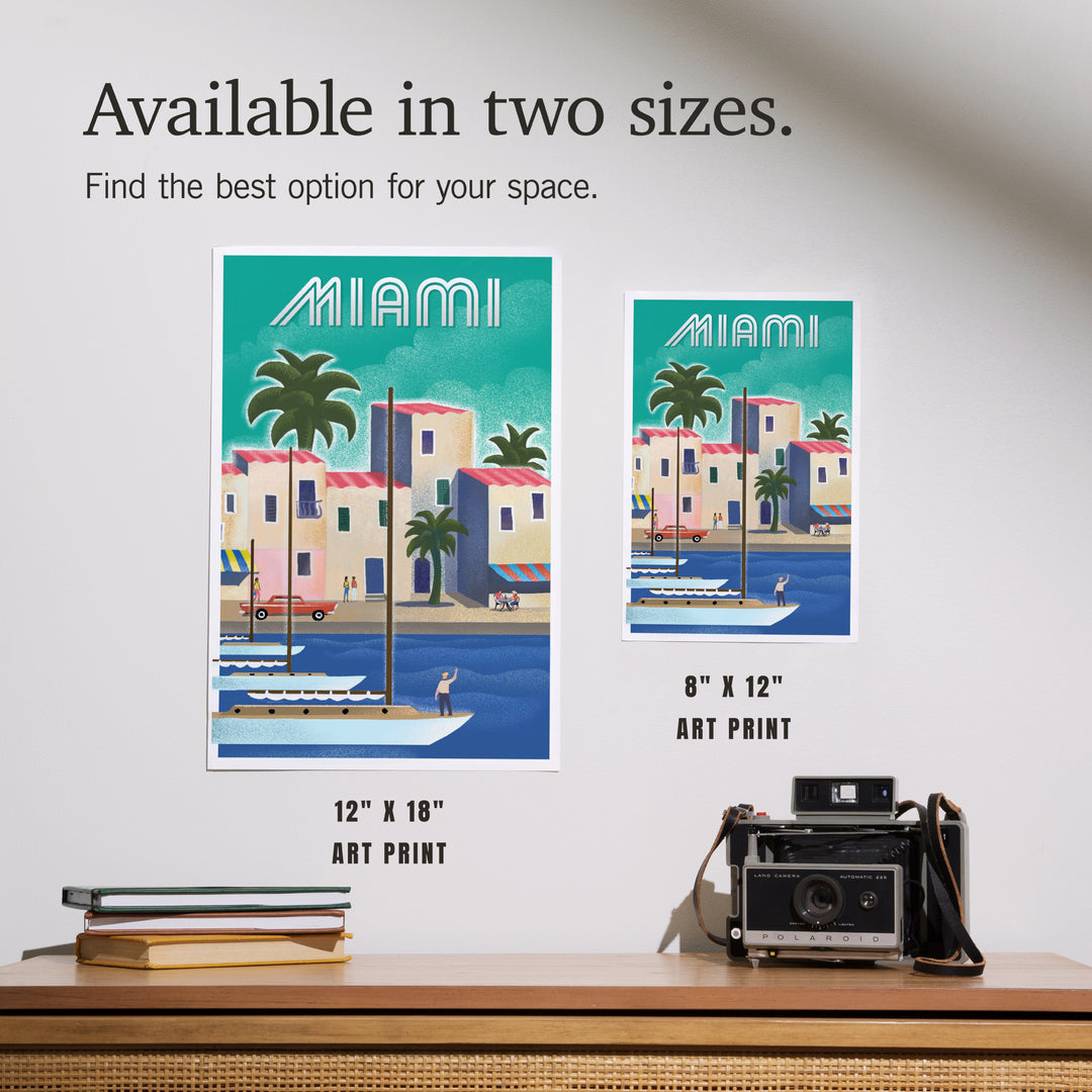 Miami, Florida, Waterfront Litho, Art & Giclee Prints Art Lantern Press 