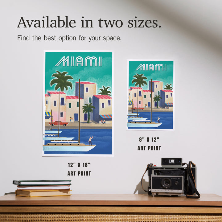 Miami, Florida, Waterfront Litho, Art & Giclee Prints Art Lantern Press 