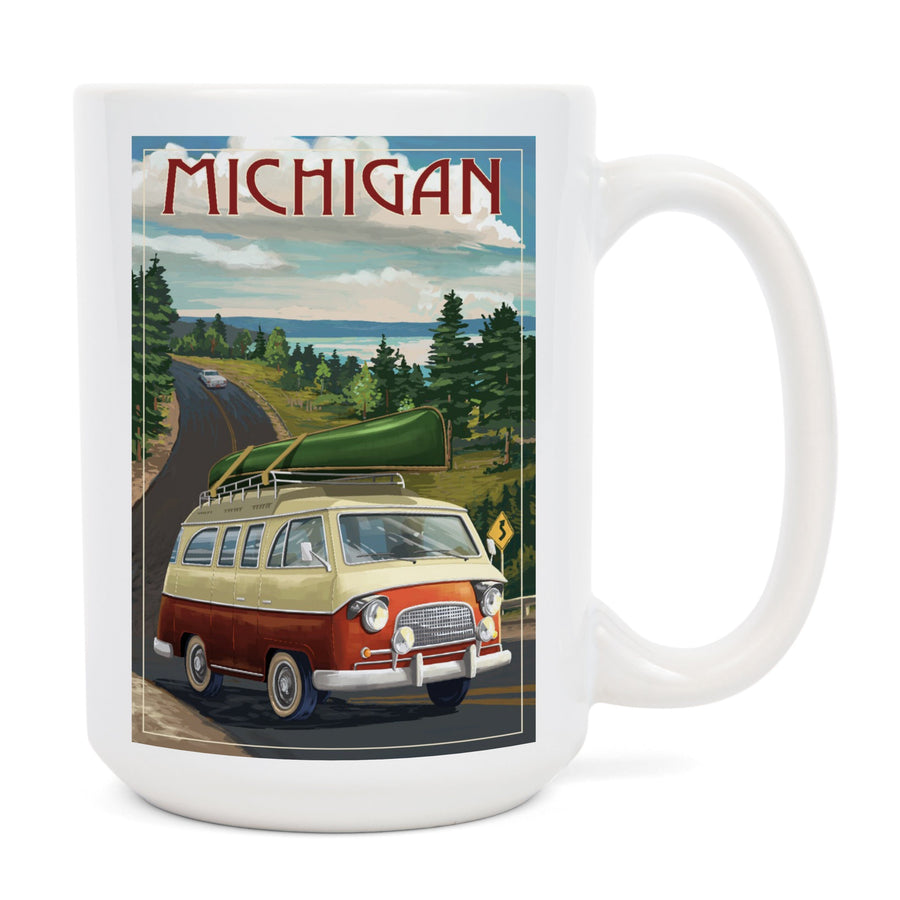 Michigan, Camper Van, Lantern Press Artwork, Ceramic Mug Mugs Lantern Press 