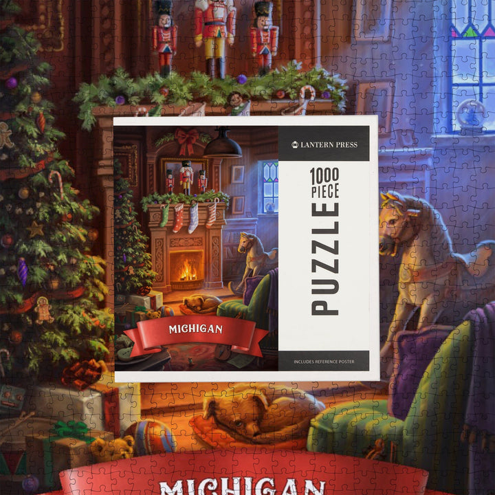 Michigan, Christmas Morning, Jigsaw Puzzle Puzzle Lantern Press 