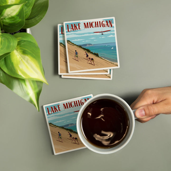 Michigan, Dunes, Coasters Coasters Lantern Press 