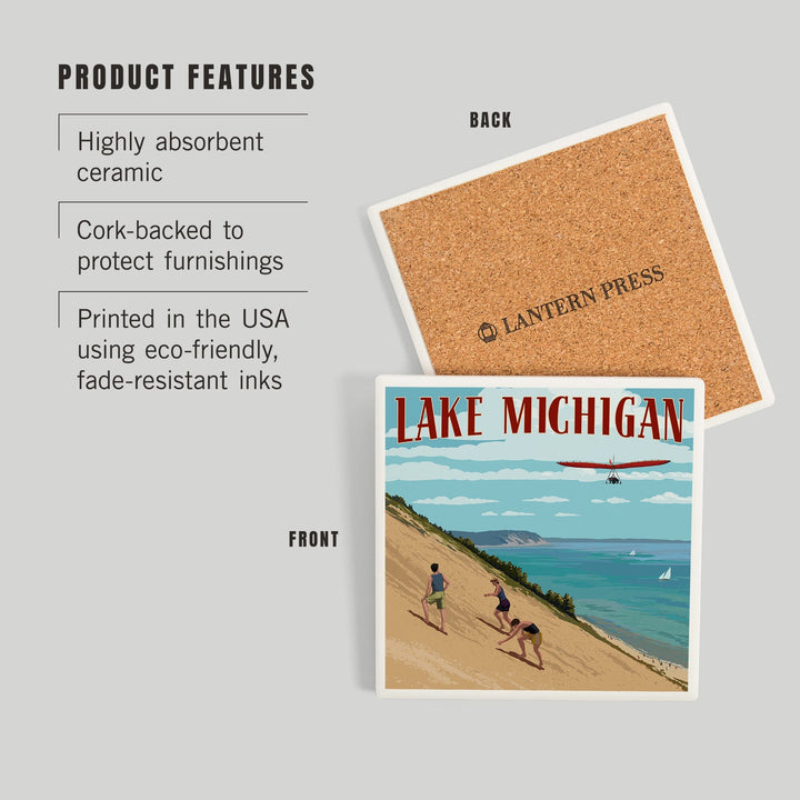 Michigan, Dunes, Coasters Coasters Lantern Press 