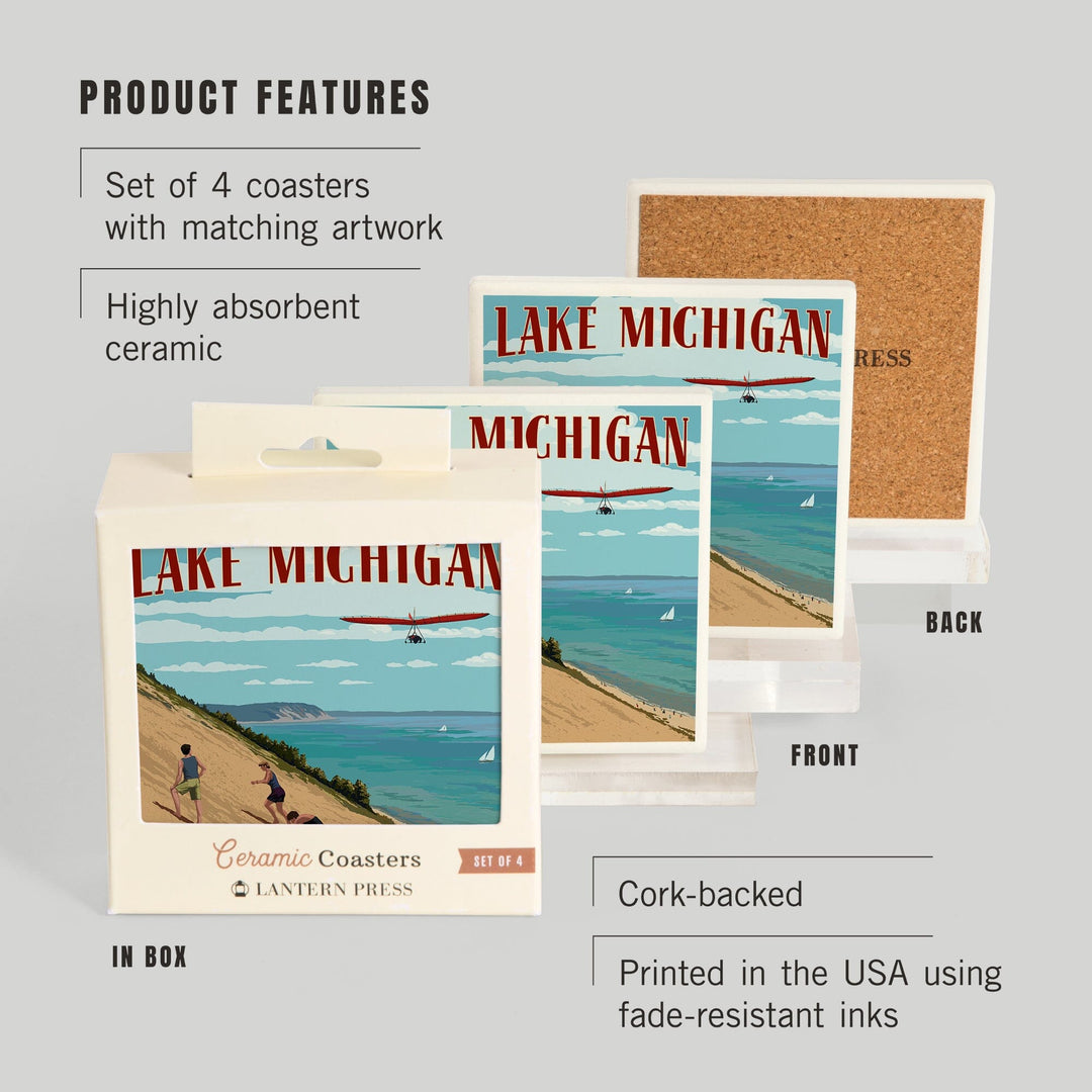 Michigan, Dunes, Coasters Coasters Lantern Press 