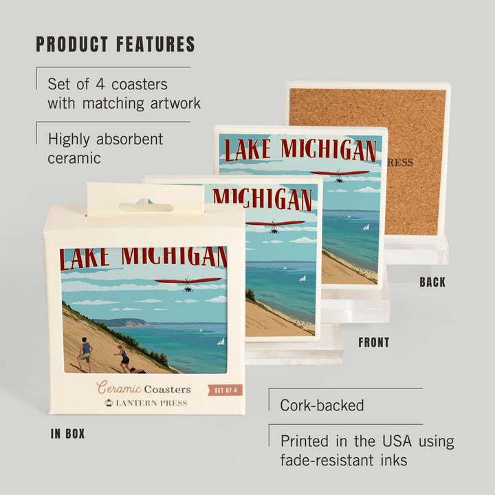 Michigan, Dunes, Coasters Coasters Lantern Press 