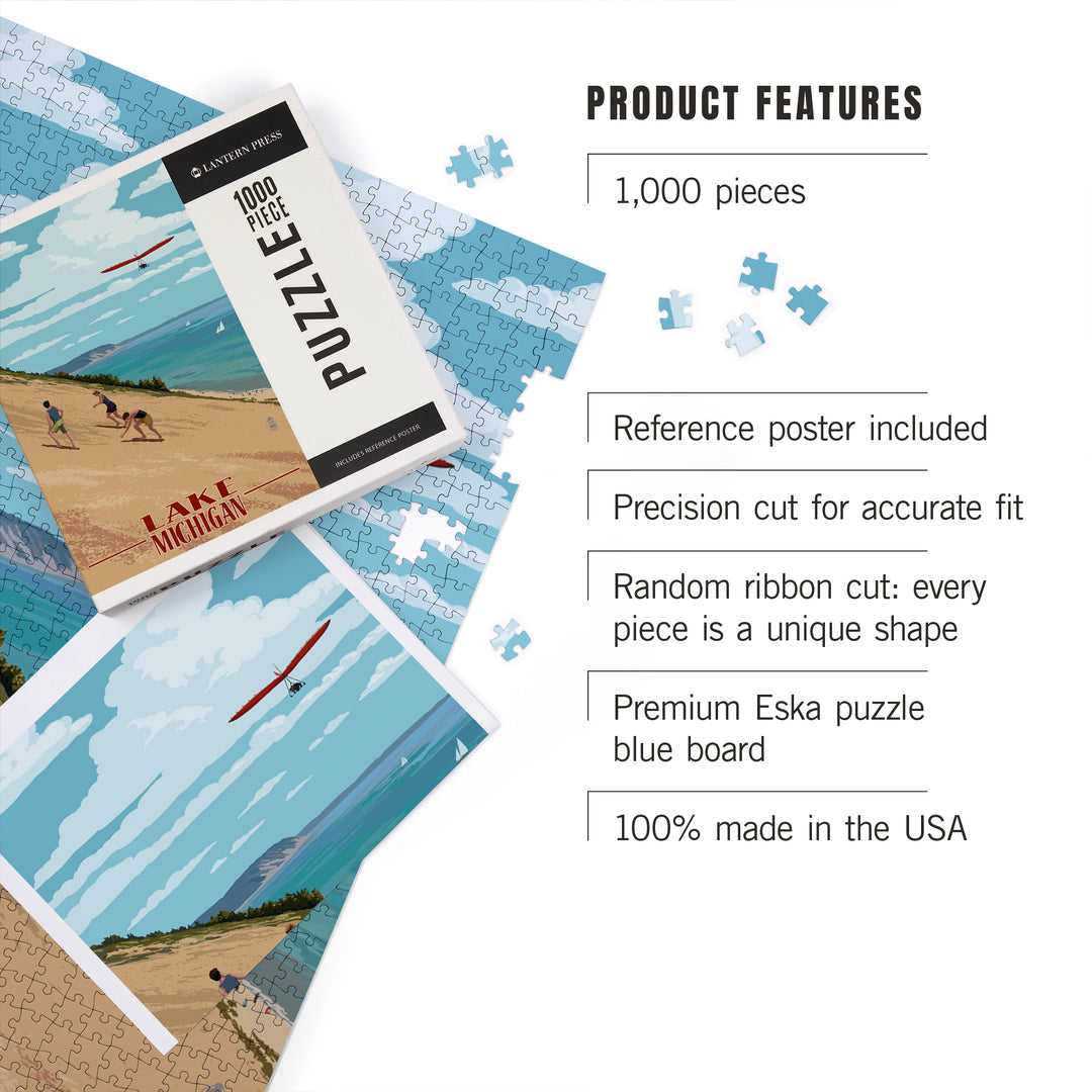 Michigan, Dunes, Jigsaw Puzzle Puzzle Lantern Press 