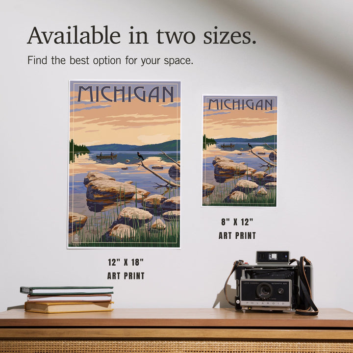 Michigan, Lake Sunrise Scene, Art & Giclee Prints Art Lantern Press 