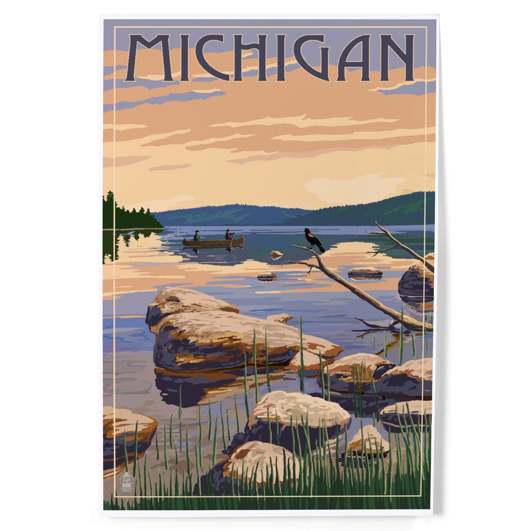 Michigan, Lake Sunrise Scene, Art & Giclee Prints Art Lantern Press 