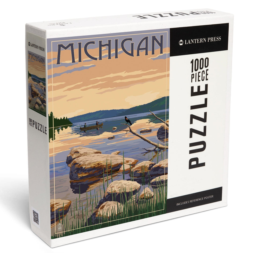 Michigan, Lake Sunrise Scene, Jigsaw Puzzle Puzzle Lantern Press 