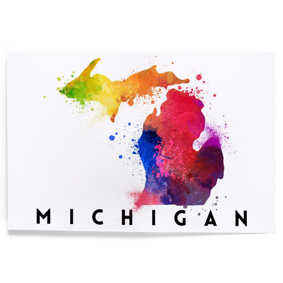 Michigan, State Abstract Watercolor, Art & Giclee Prints Art Lantern Press 