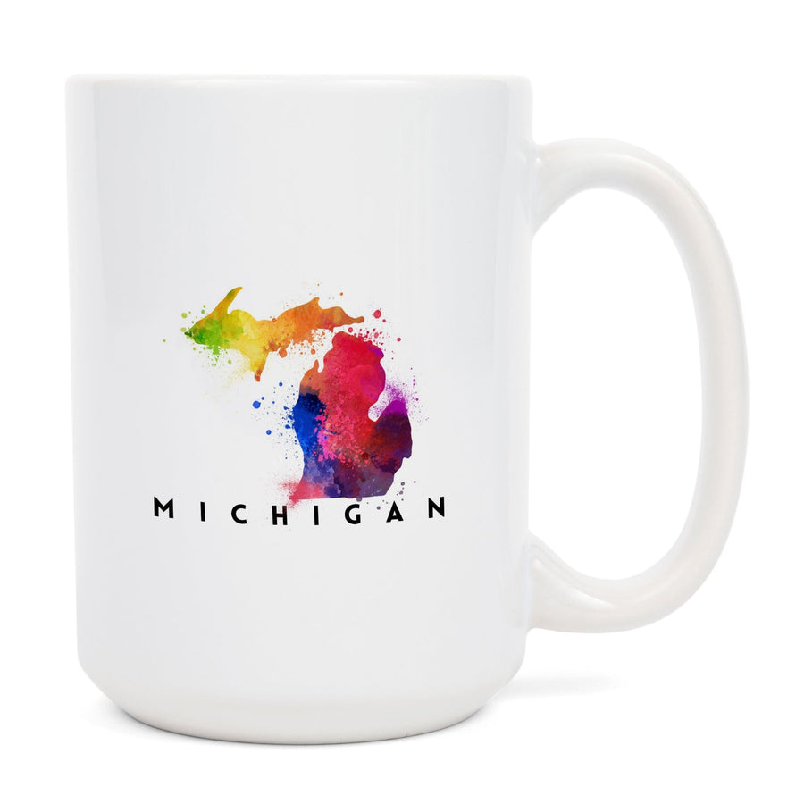 Michigan, State Abstract Watercolor, Lantern Press Artwork, Ceramic Mug Mugs Lantern Press 