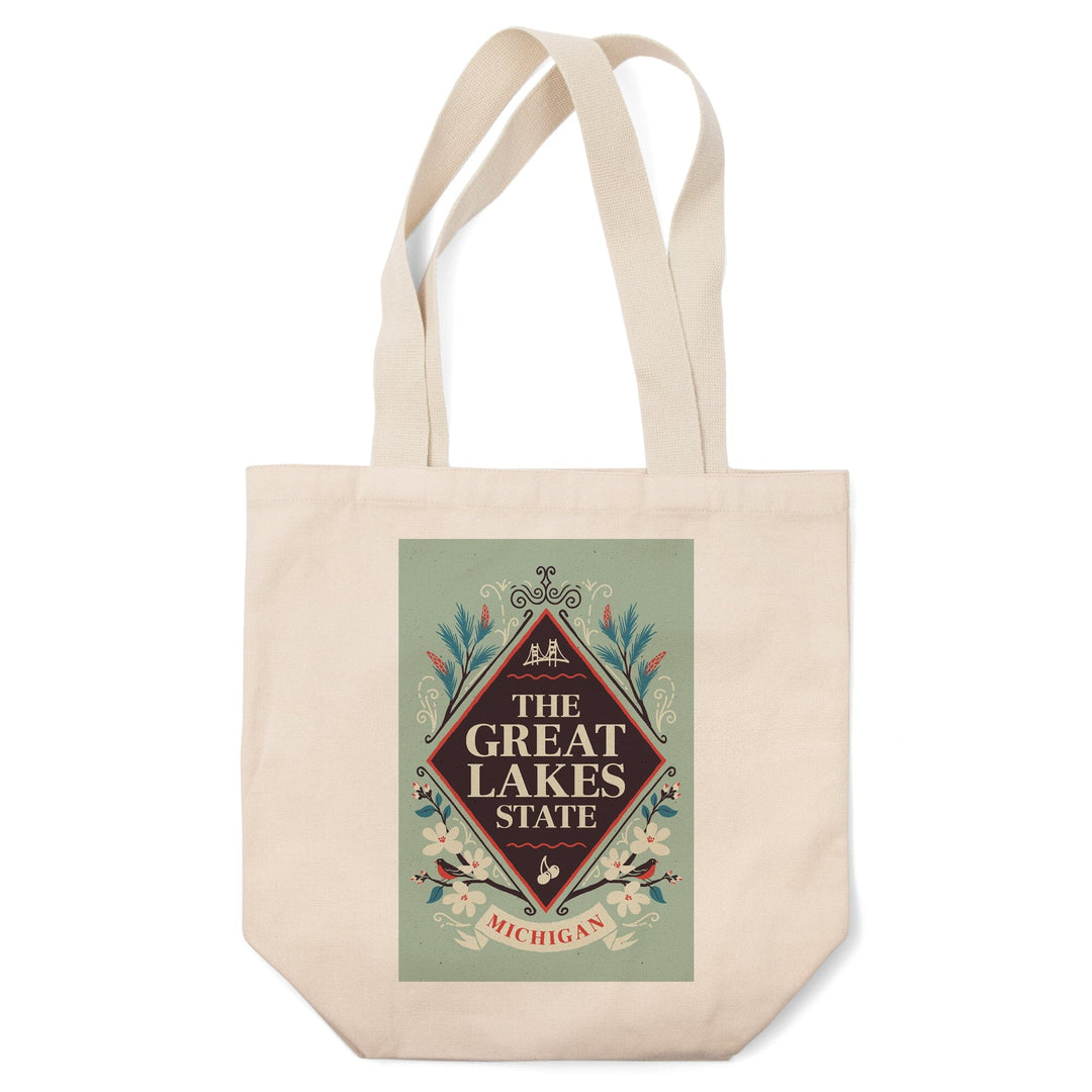 Michigan, State Motto Crest, State Series, Tote Bag Totes Lantern Press 