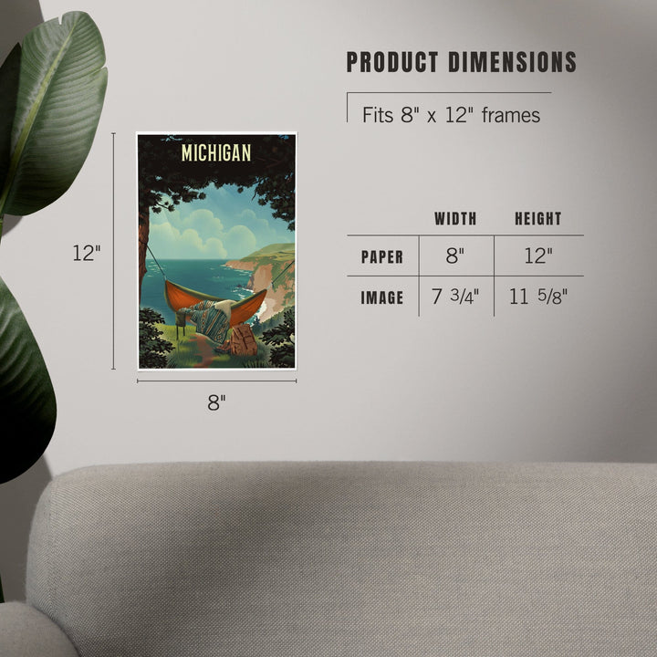 Michigan, Today's Office, Coastal Series, Hammock on Beach, Art & Giclee Prints Art Lantern Press 