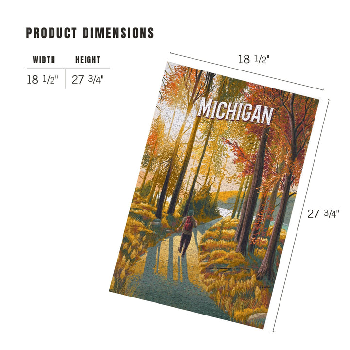 Michigan, Walk In The Woods, Day Hike, Jigsaw Puzzle - Lantern Press