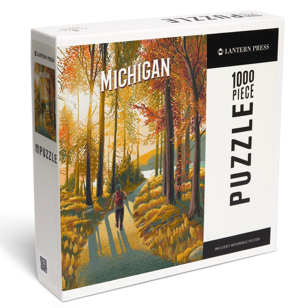 Michigan, Walk In The Woods, Day Hike, Jigsaw Puzzle - Lantern Press