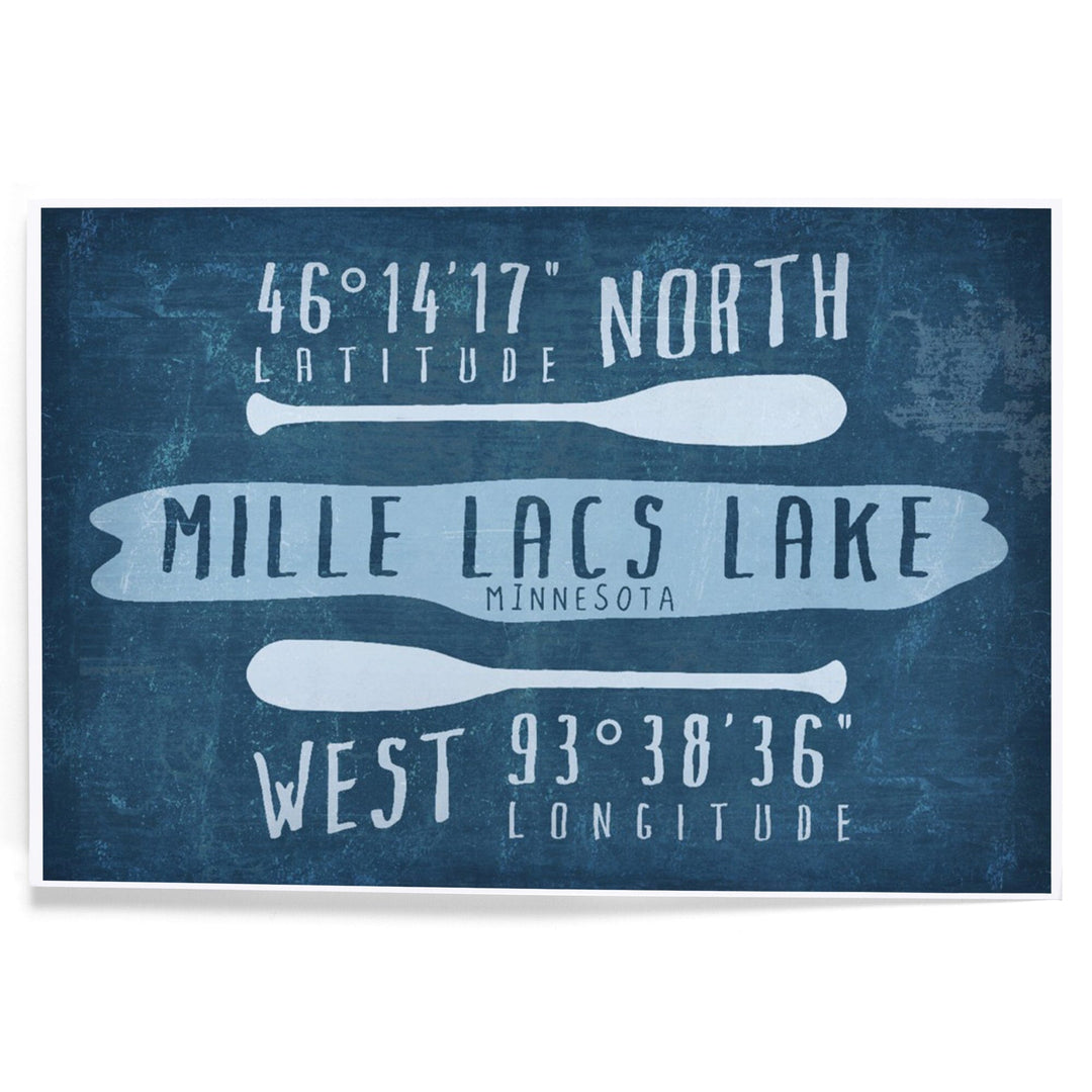 Mille Lacs Lake, Minnesota, Lake Essentials, Latitude and Longitude, Art & Giclee Prints Art Lantern Press 
