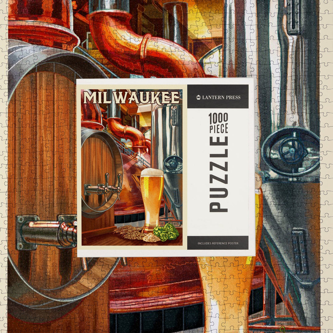 Milwaukee, Wisconsin, Art of the Beer, Jigsaw Puzzle Puzzle Lantern Press 