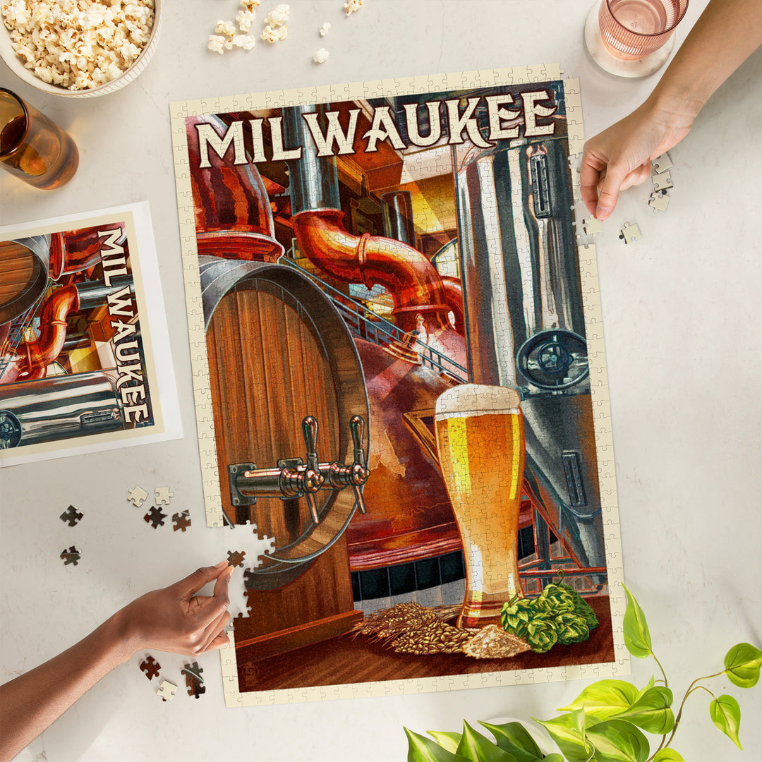 Milwaukee, Wisconsin, Art of the Beer, Jigsaw Puzzle Puzzle Lantern Press 