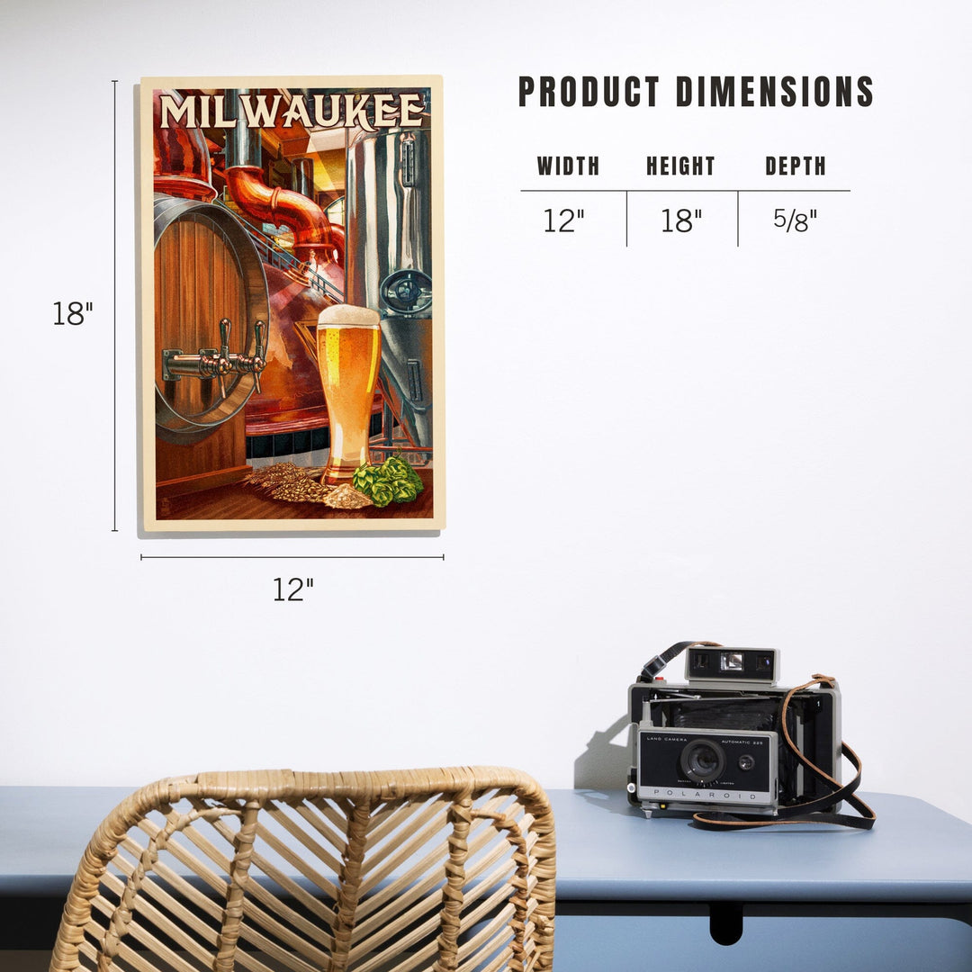 Milwaukee, Wisconsin, Art of the Beer, Lantern Press Artwork, Wood Signs and Postcards Wood Lantern Press 