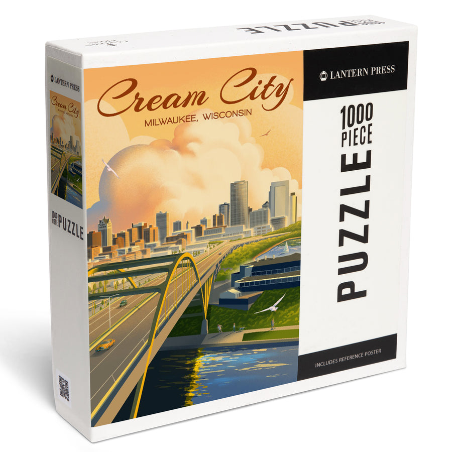 Milwaukee, Wisconsin, Lithograph City Series, Cream City, Jigsaw Puzzle Puzzle Lantern Press 
