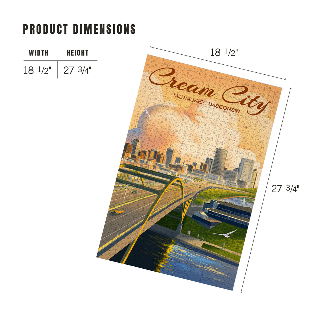 Milwaukee, Wisconsin, Lithograph City Series, Cream City, Jigsaw Puzzle Puzzle Lantern Press 