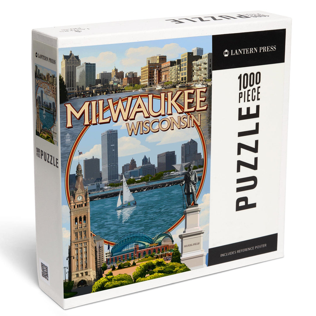 Milwaukee, Wisconsin, Montage Scenes, Jigsaw Puzzle Puzzle Lantern Press 