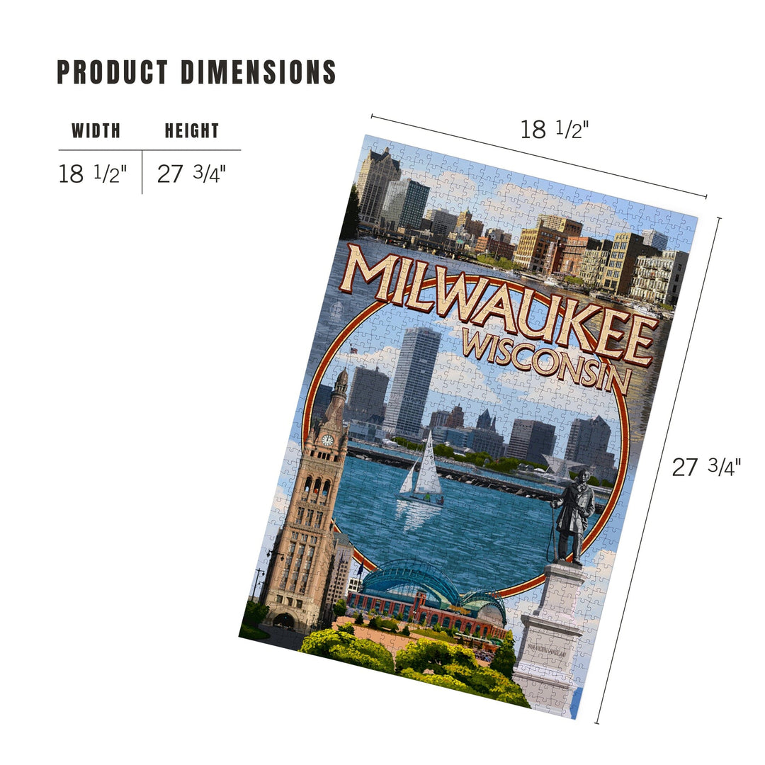 Milwaukee, Wisconsin, Montage Scenes, Jigsaw Puzzle Puzzle Lantern Press 