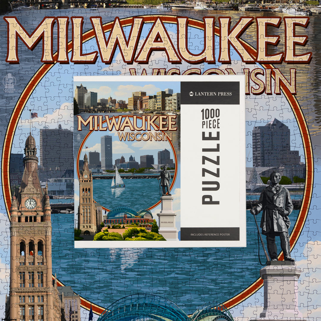 Milwaukee, Wisconsin, Montage Scenes, Jigsaw Puzzle Puzzle Lantern Press 