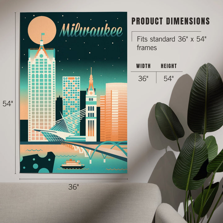 Milwaukee, Wisconsin, Retro Skyline Chromatic Series, Art & Giclee Prints Art Lantern Press 