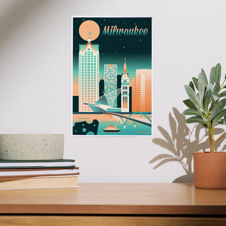 Milwaukee, Wisconsin, Retro Skyline Chromatic Series, Art & Giclee Prints Art Lantern Press 
