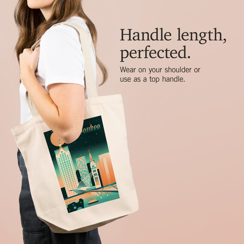 Milwaukee, Wisconsin, Retro Skyline Chromatic Series, Tote Bag Totes Lantern Press 