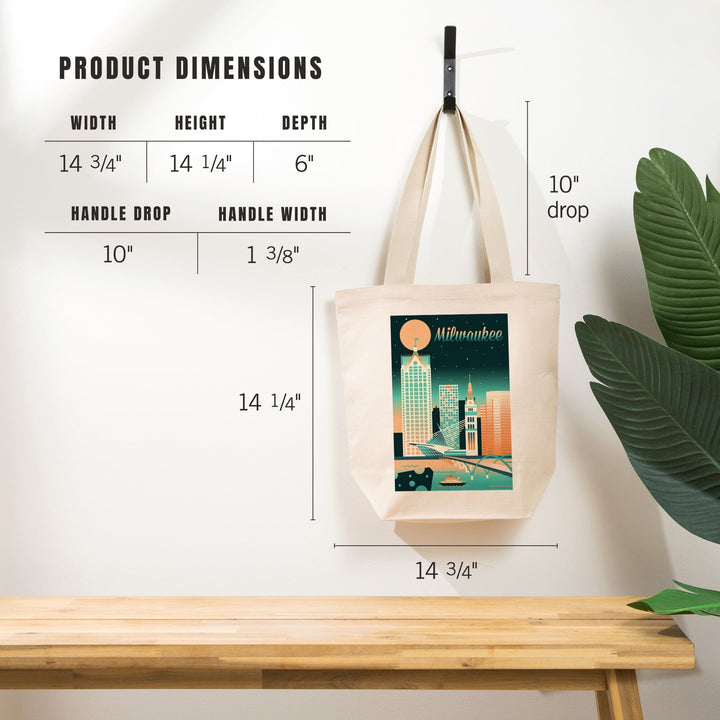 Milwaukee, Wisconsin, Retro Skyline Chromatic Series, Tote Bag Totes Lantern Press 