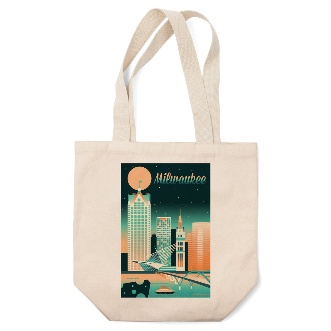 Milwaukee, Wisconsin, Retro Skyline Chromatic Series, Tote Bag Totes Lantern Press 