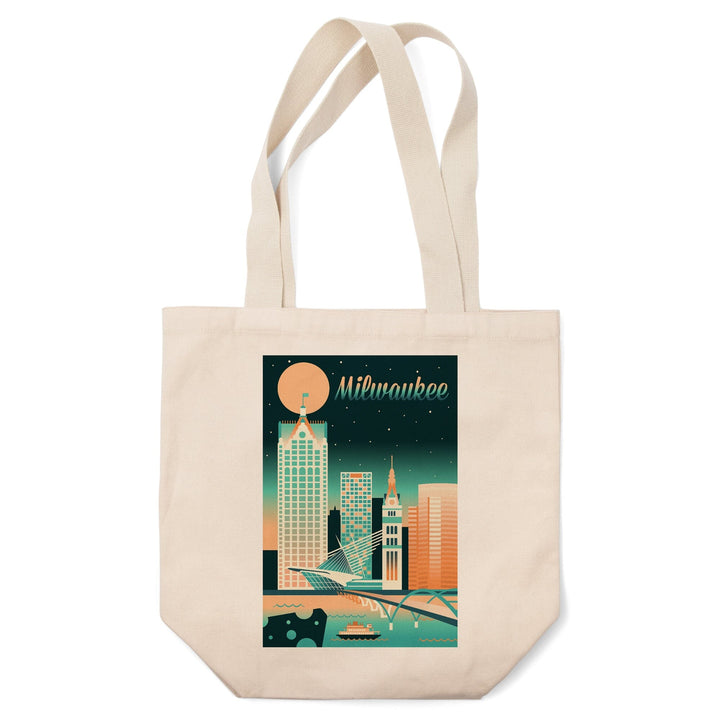 Milwaukee, Wisconsin, Retro Skyline Chromatic Series, Tote Bag Totes Lantern Press 