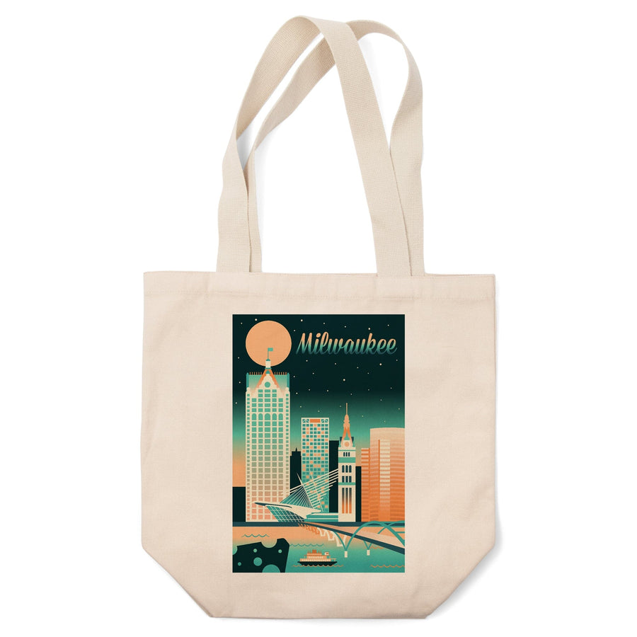 Milwaukee, Wisconsin, Retro Skyline Chromatic Series, Tote Bag Totes Lantern Press 