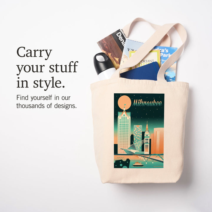 Milwaukee, Wisconsin, Retro Skyline Chromatic Series, Tote Bag Totes Lantern Press 