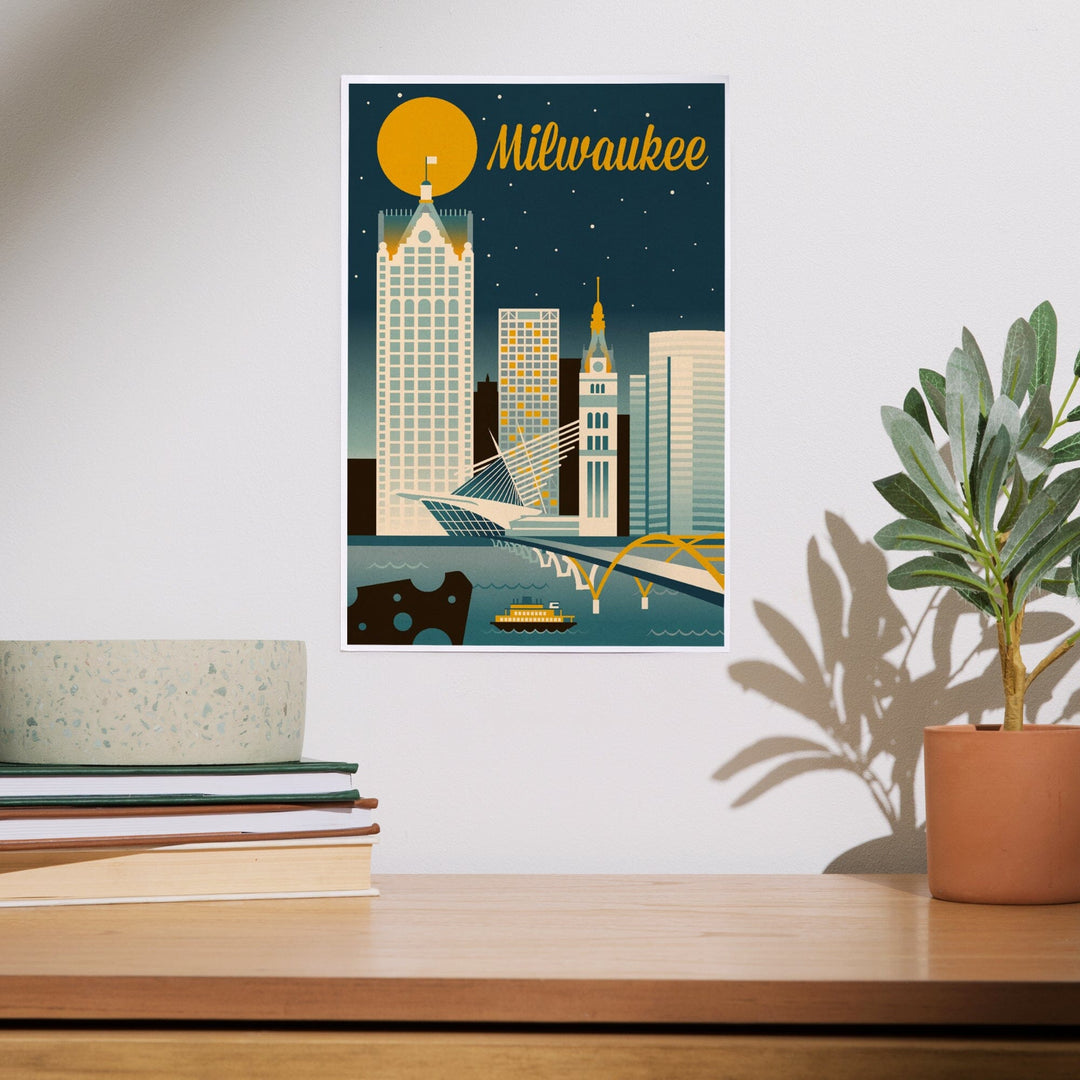 Milwaukee, Wisconsin, Retro Skyline Classic Series, Art & Giclee Prints Art Lantern Press 